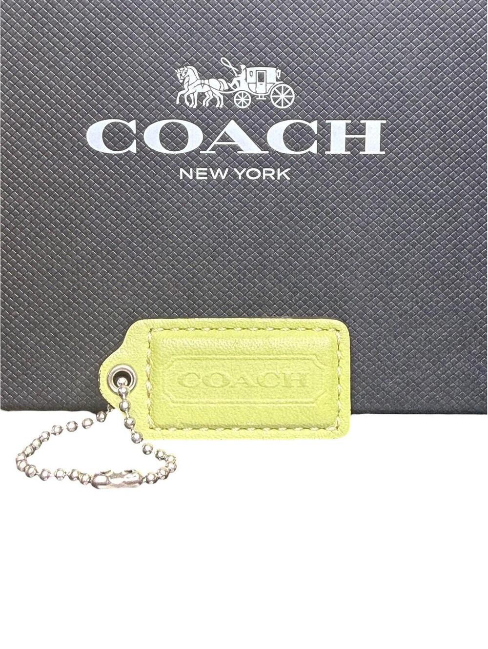 Coach Leather Hangtag - Green & White (2")